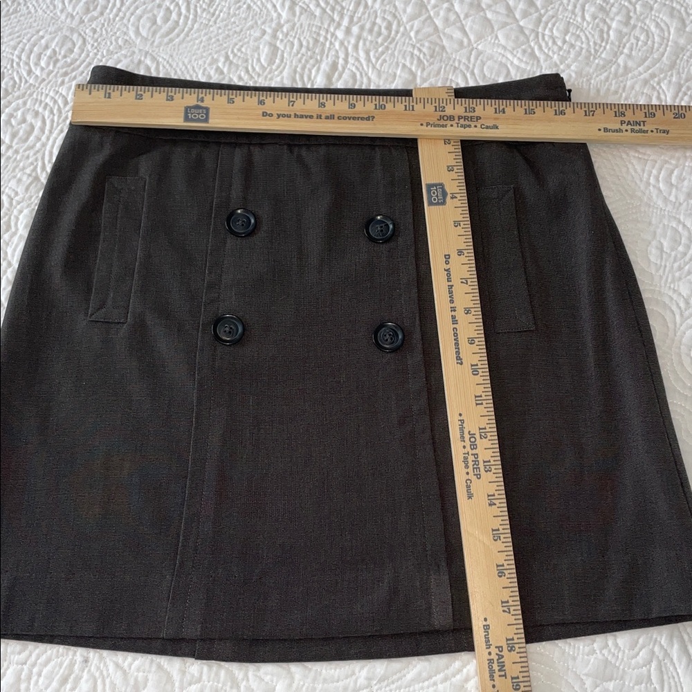 Sandro Charcoal Double-Breasted Mini Skirt. Size 8. Front Pockets. - Picture 5 of 7